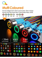 LANBOO 22B2 Economy Metal Pushbutton Switch / 1NO1NC / Momentary or Latching Available. Ring/Power Supply Button