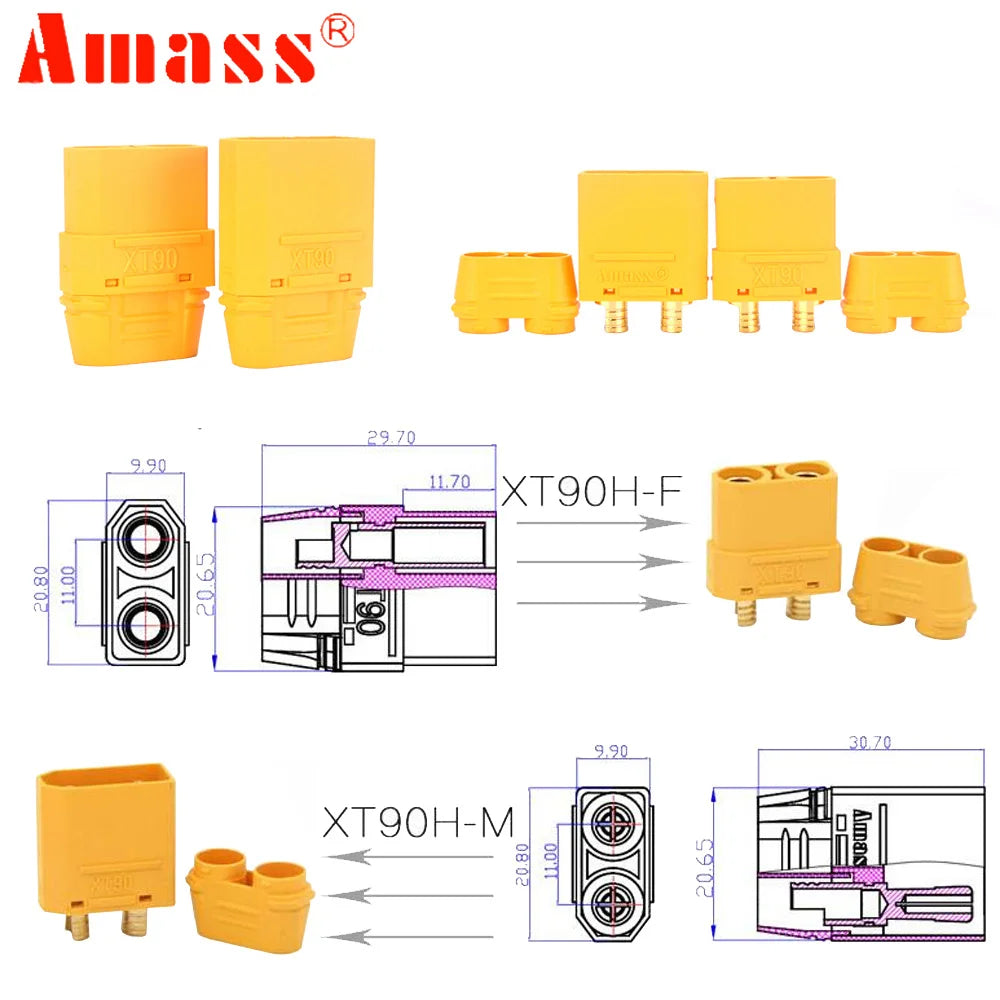 Amass XT90 Plug Male Female Battery Connectors 4.5mm Gold Plated Banana Plug For RC Lipo Car Airplane Drone Truck Toy