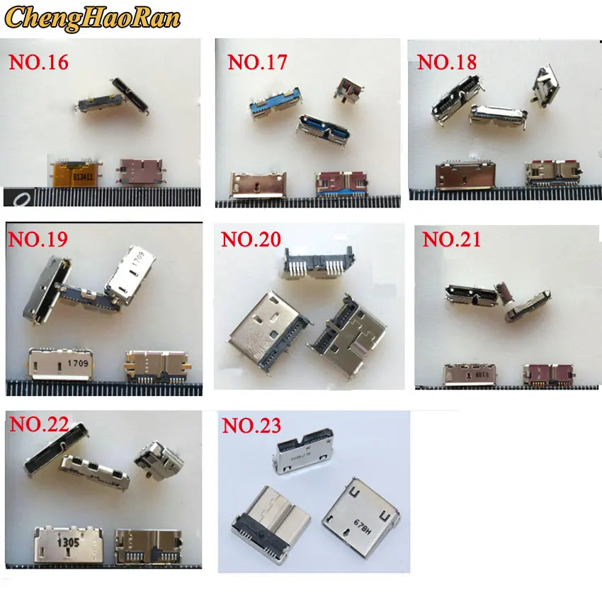 ChengHaoRan 2PCS Micro USB 3.0 Jack 10pin Female Sockect Tail Charging Port Mobile Hard Disk Interface Micro Connector