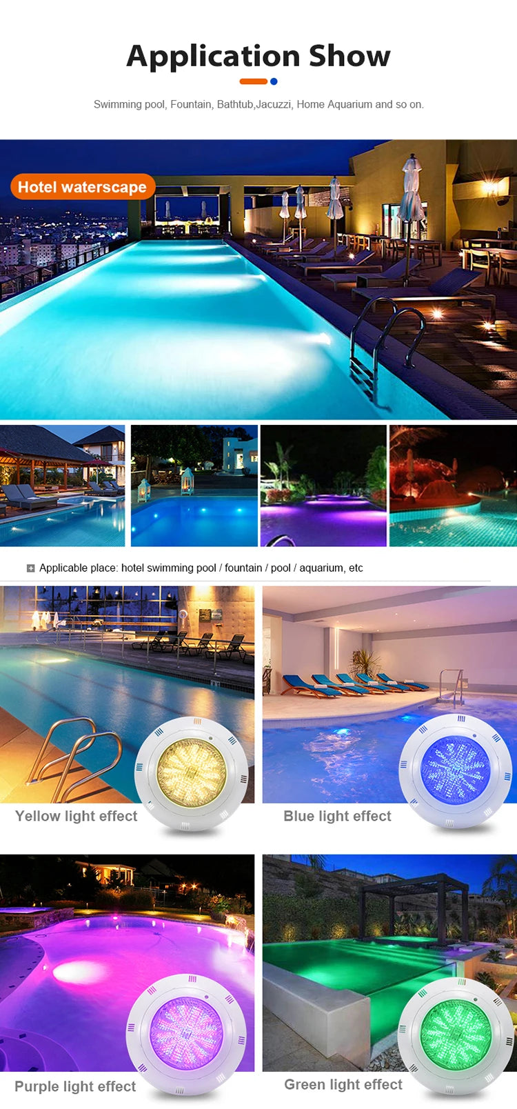 LED Swimming Pool Lights RGB AC12V 12W 18W 25W 35W 45W IP68 Waterproof Lamp with Remote Controller for pool party