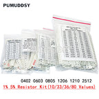 200pcs 660pcs 720pcs 4000pcs 0402 0603 0805 1206 1210 2512 smd resistor kit igmopnrq assorted kit 10k 100k 1k 1r 100r 220r 1% 5%