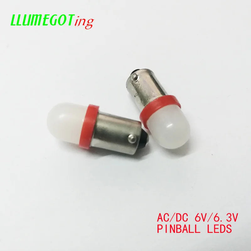 50pcs BA9S T4W #44 #47 Milk White Dome 2x 5630SMD Various Color Non Polarity AC DC 6V 6.3V Bally Pinball Game Machine Led Bulbs