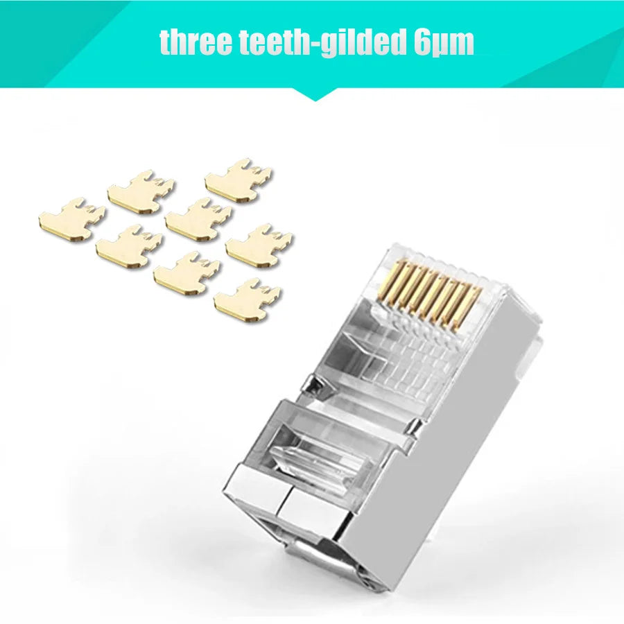 Xintylink Ethernet Cable Connector RJ45 Plug Male LAN Network Cat5e 8P8C Jack RG RJ 45 STP Shielded RG45 Cat 5 Cat5 50pcs 100pcs