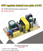 WAVGAT AC-DC 12V3A 24V1.5A 36W Switching Power Supply Module Bare Circuit 220V to 12V 24V Board for Replace/Repair