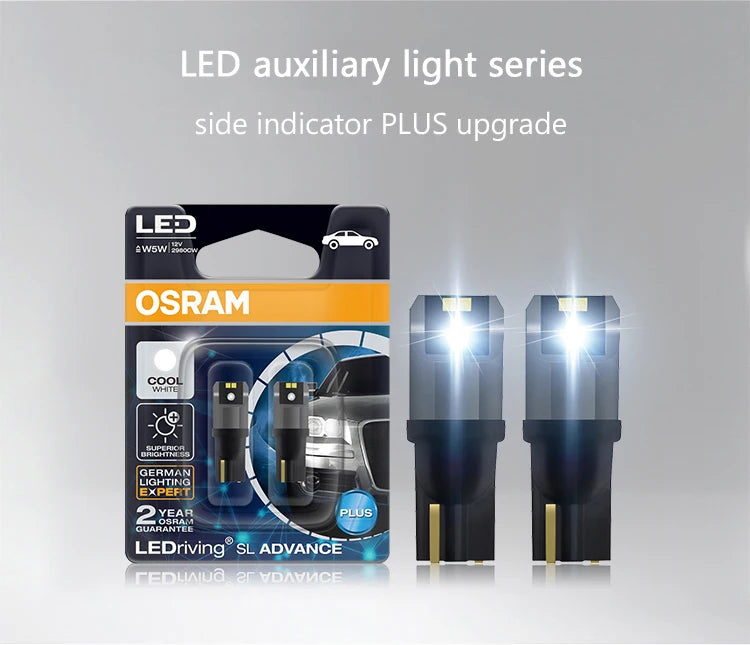 2/4pcs OSRAM T10 W5W LED Bulbs Signal Lamps 6000K White Turn Interior Reading Lights Auto Bulbs Plug&Play 12V LEDriving Advance