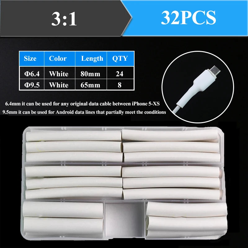 2：1 Thermoresistant Tube Heat Shrink Wrapping Kit Assorted Wire Cable Sulation Sleeving 3:1  Heat Shrink Tubing