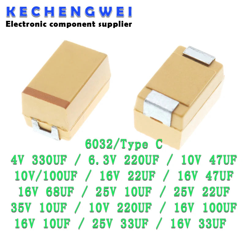 10PCS Tantalum Capacitor Type C 226 686 106 337 227 476 107 10UF 22UF 47UF 68UF 100UF 220UF 330UF 4V 6.3V 10V 16V 25V 35V C6032