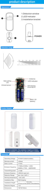 ALARMEST 433MHz Wireless PIR Infrared Motion Sensor for GSM WiFi Home Alarm System PIR Motion Sensor Detector