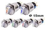 19mm 2 3 Position Metal Selector Rotary Switch Latching Push Button Switch SPDT with 12V LED Illuminated Switch 1NO1NC ON OFF