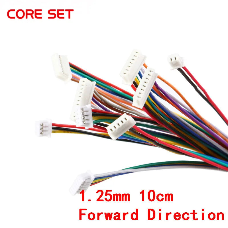 5Pcs Pcs JST 1.25mm Pitch 2/3/4/5/6/8 Pin Female to Female Wire Cable Connector JST 1.25mm Double Ended Plugs 28AWG 10CM