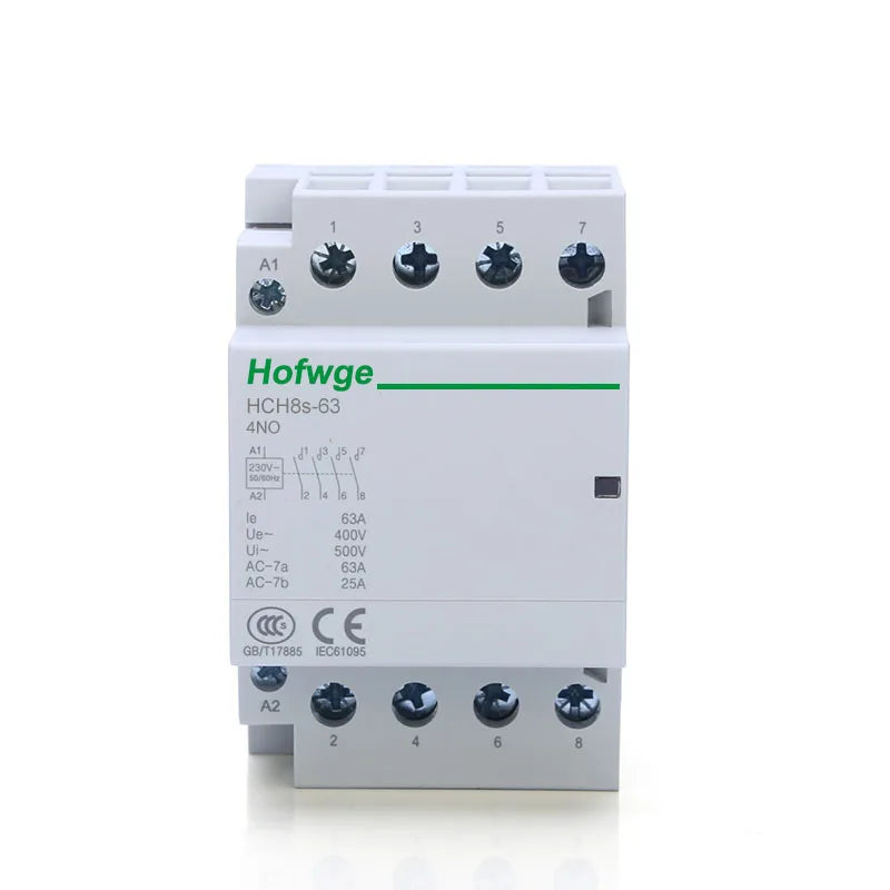 HCH8s-63 Household AC Contactor 2P 40A 63A 2NO 2NC  1NO1NC DC24V AC110V AC220V Automatic  Contactor Din Rail Type 50Hz 60Hz