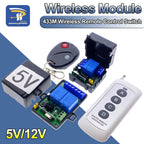 433Mhz RF Remote Control Wireless Switch DC 5V 12V 1CH 2 Way Relay Receiver and 2CH Transmitter For Door Electromagnetic Lock