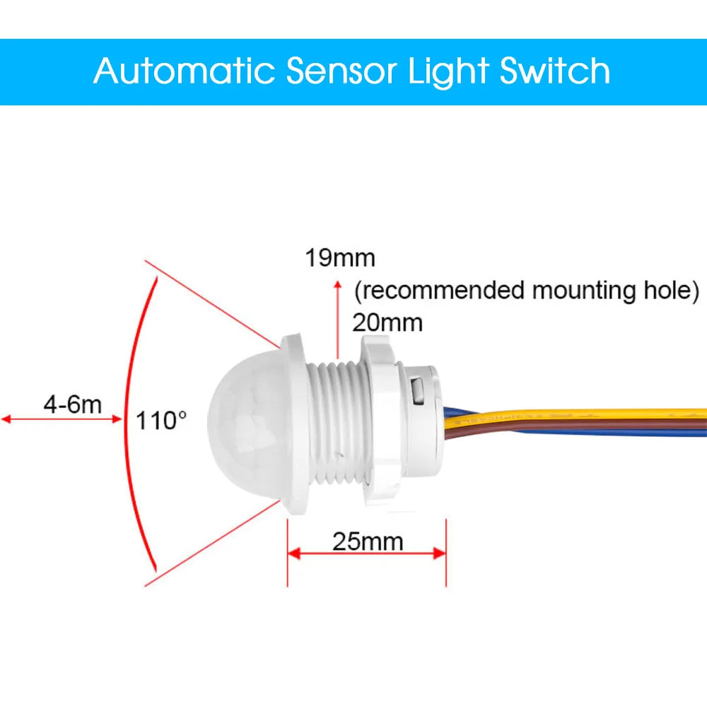 110V 220V Mini PIR Sensor Detector Smart Switch  LED PIR Infrared Motion Sensor Detection Automatic Sensor Light Switch