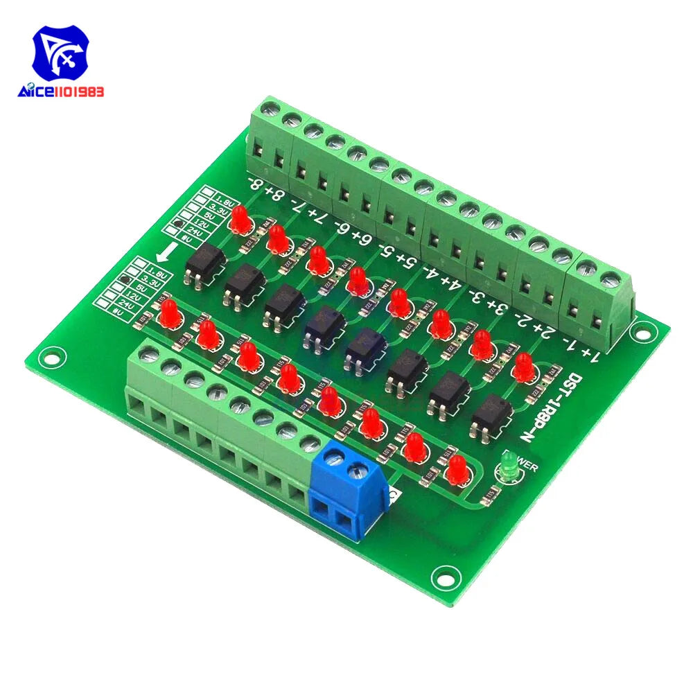 diymore DST-1R8P-N 8 Channel Optocoupler 24V to 5V Isolation Module PLC Signal Level Voltage Conversion Board for Arduino