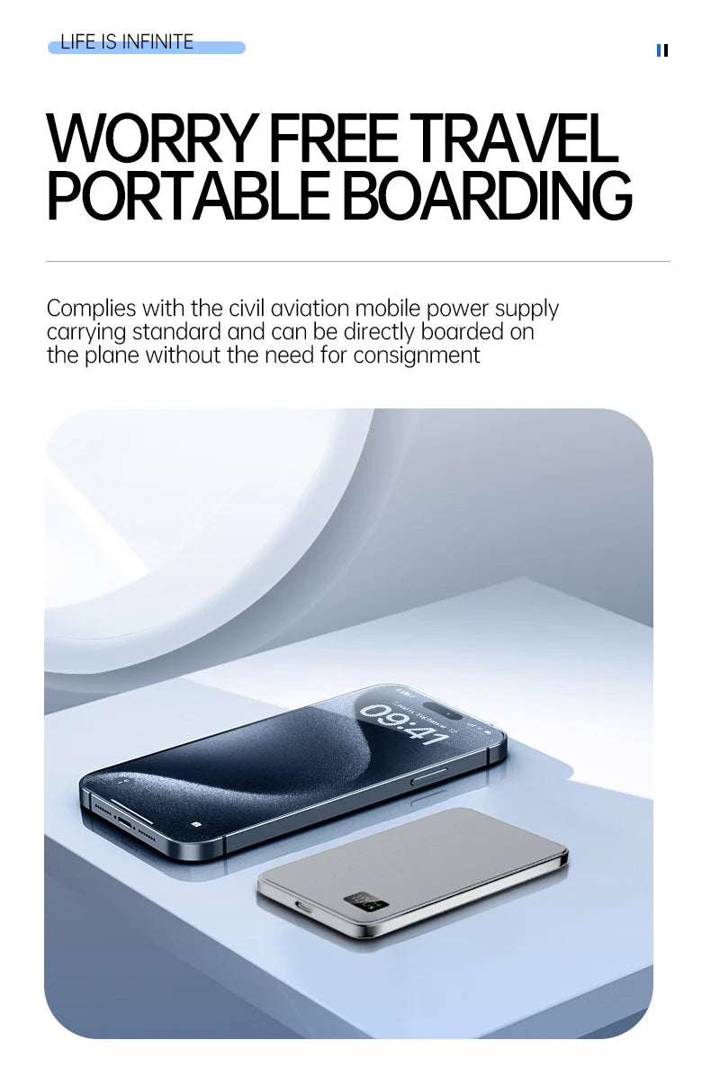 10000mAh Ultra Thin Power Bank for MagSafe,Magnetic Wireless Fast Charging MacSafe Portable Battery For iPhone Xiaomi Samsung