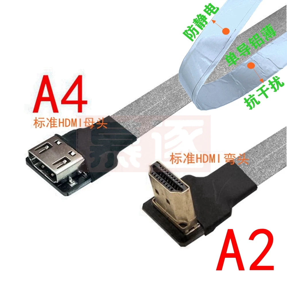 FPV Micro Mini HDTV-Male 90 Degree Connector FPC Flexible Flat HD Ribbon Cable FFC Pitch 20pin For Drone Gopro DSLR Gimbal Kit