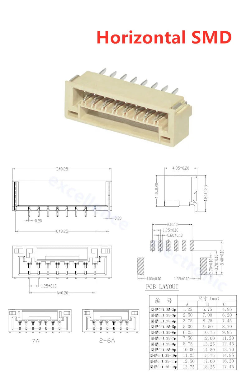 5/10sets GH1.25 GH 1.25 1.25mm with lock Connector Socket Pin Header Vertical Horizontal JST Housing Terminal 2 3 4 5 6 7 8 pin