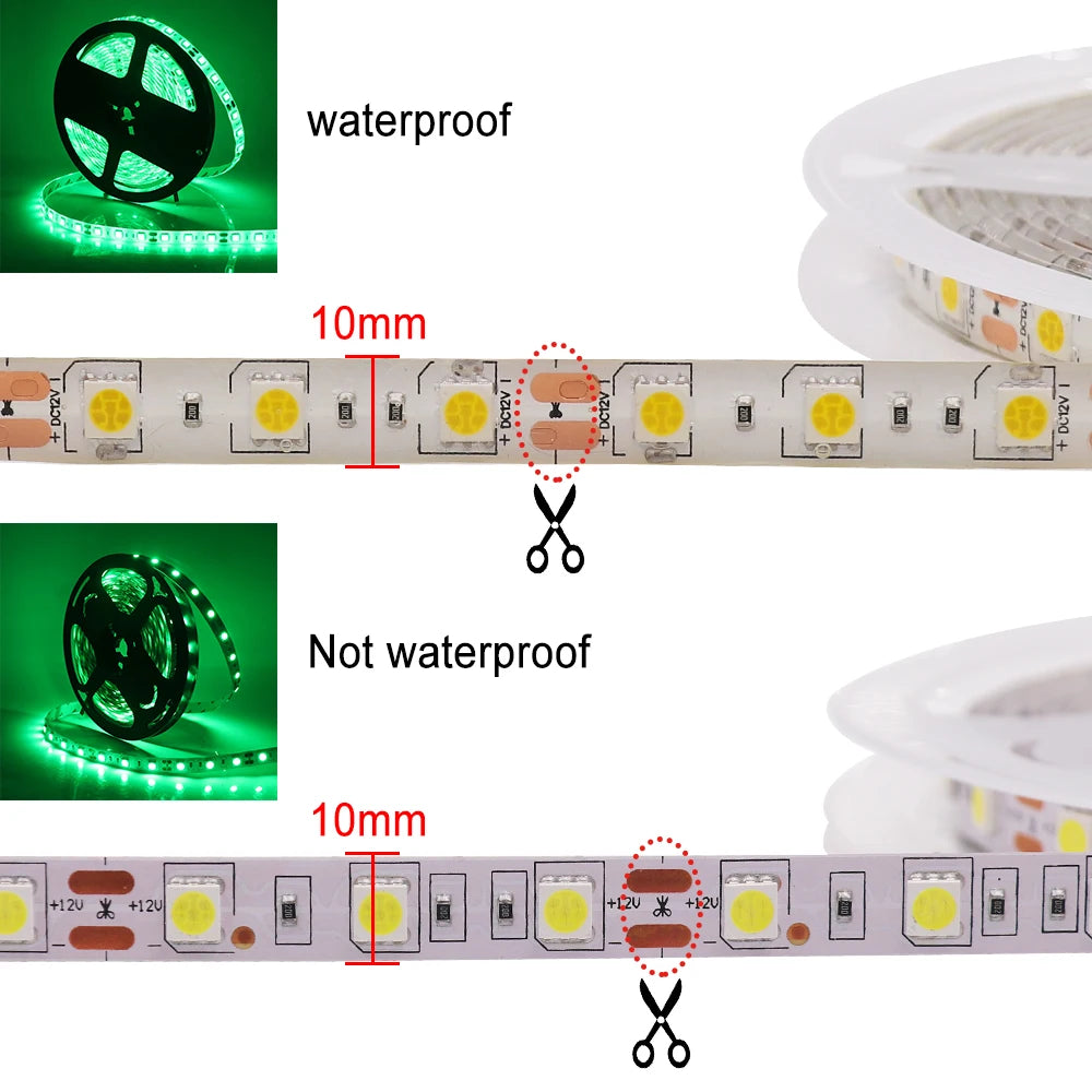 5M LED Strip SMD 5050 5054 LED Tape Waterproof Ribbon Diode 12V 2835 Flexible Neon Lights 60/120Leds/m LED Lights for Room Decor