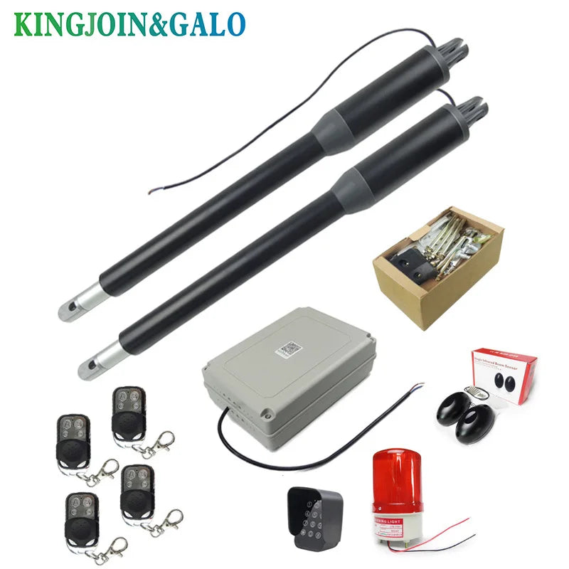 200kg-300kg Swing Gate Linear Actuator Motors Kit with Push Button Photocell Alarm Lamp (GSM Module Keypad Optional)