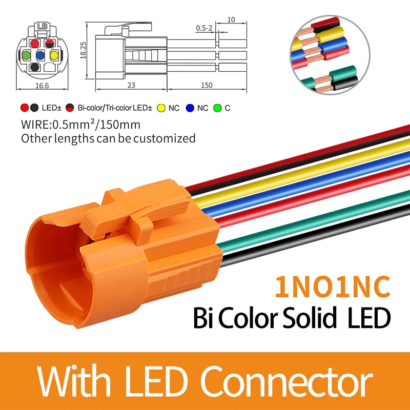 LANBOO LB16A Device Button Switch Chrome Plating/Aluminum Oxide Black/Optional 1NO1NC/5 Pin Latching/Momentary Optional