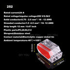25/50/100Pcs 252/253/254/255 Fast Push-in Conductor Wiring Connector Terminal Block Compact Wire Connector 2/3/4/5Pin AWG18-12