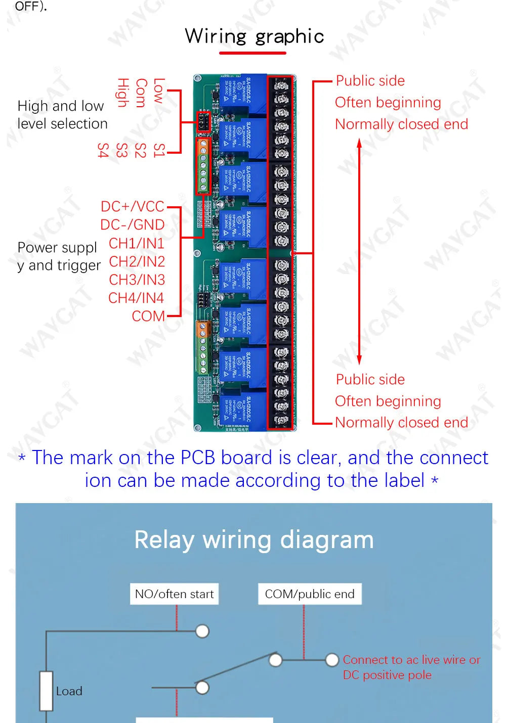 4 8 channel relay module 30A with optocoupler isolation 5V 12V 24V supports high and low Triger trigger