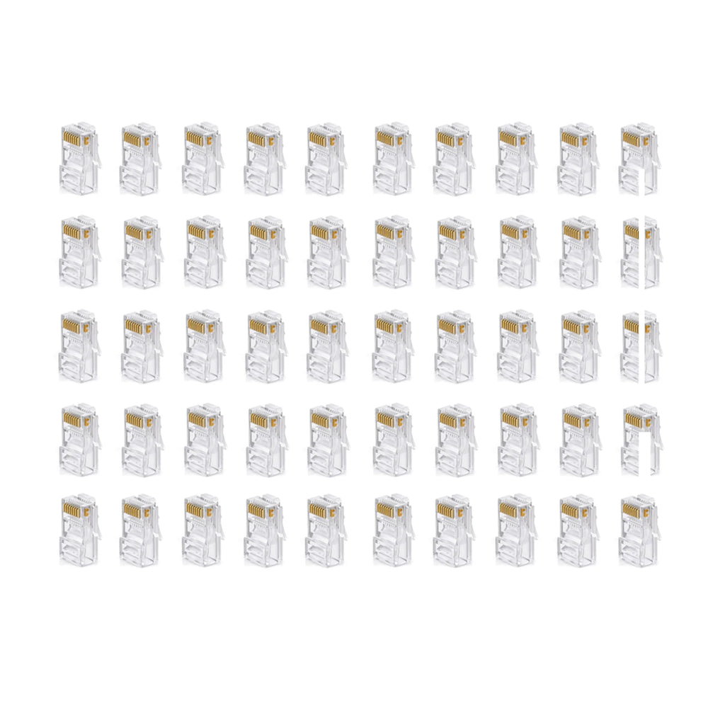 RJ45 Connectors Cat6 RJ45 Pass Through Connector, Cat6/Cat5e Connectors, Ethernet Cable Crimp Connectors Network Plug Set