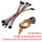 10PCS Dupont 2.54mm Pitch 10cm 20cm 30cm Single/Double Female 2P 3 4 5 6 7 8 9 10P connector Jumper Cable Wire For PCB Arduino