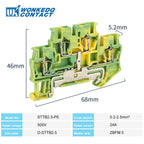 5Pcs STTB2.5-PE Ground Wire Connector Spring-cage 2 Level Earth Protect Plug Electrical STTB 2.5 PE Din Rail Terminal Block
