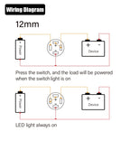 12/16/19/22mm Waterproof Metal Push Oxidized Black Button Switch LED Light Momentary Latching Car Engine Power Switch 5V 12V 24V