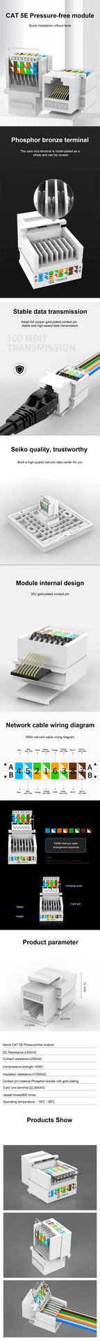 CAT5E/6/6A/7/8 UTP Network Module Tool-free RJ45 Shielded Keystone Unshielded Connector Cable Coupler Adapter FOR AMP Hot