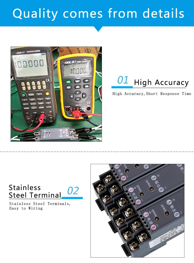 DC Signal Converter 4-20mA 0-10V 0-20mA 50mA 75mV Signal Transmitter Current Voltage Transducer DC24V