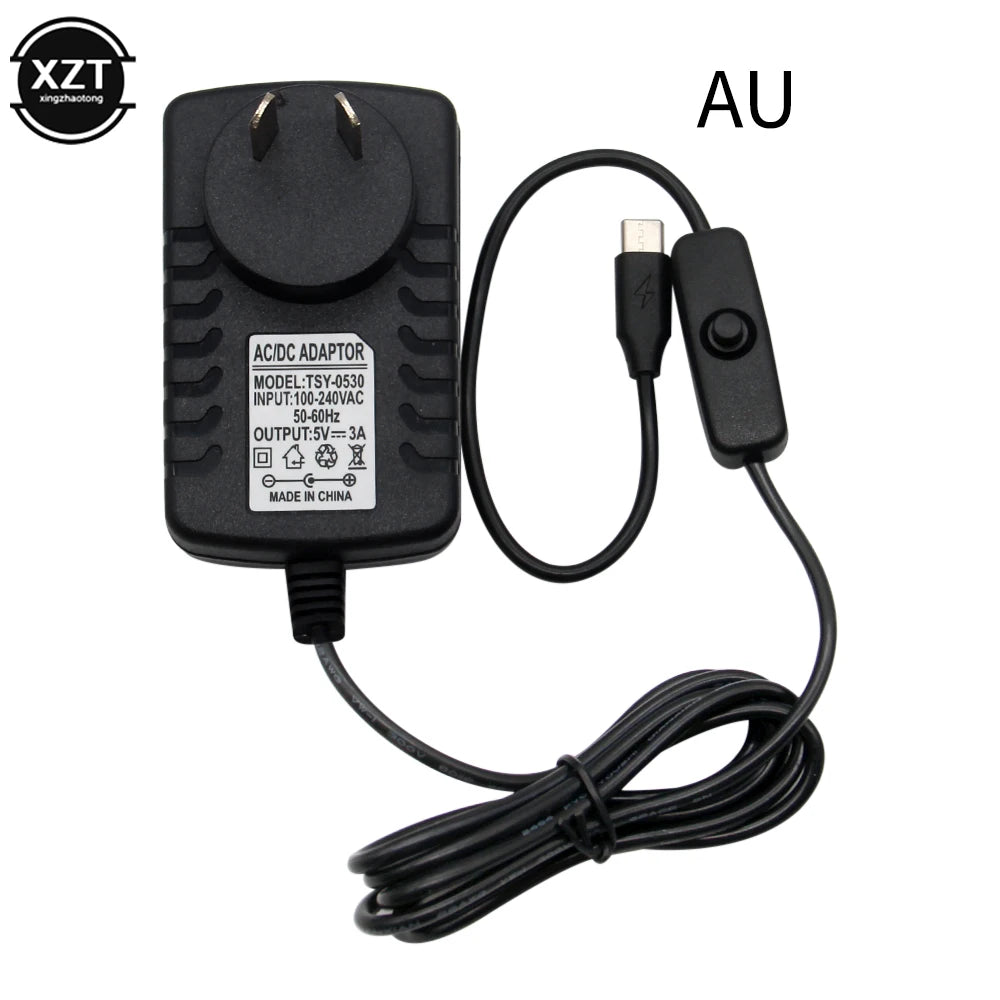 Raspberry Pi 4 Type-C Power Supply 5V 3A Power Adapter With ON/OFF Switch EU US AU UK Plug Charger for Raspberry Pi 4 Model B