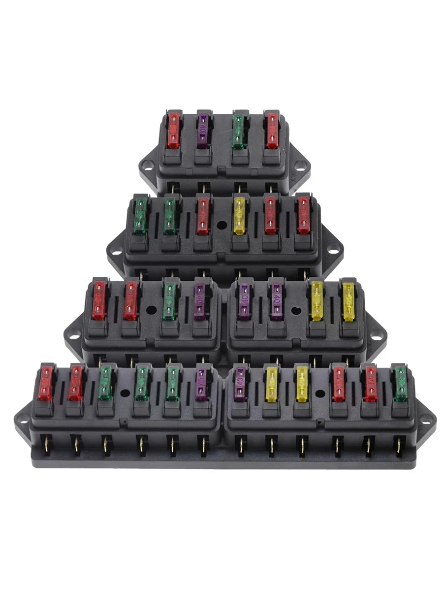 4/6/8/10/12 Way Car Fuse Holder Car Fuse Box Truck Auto Blade  with 4/6/8/10/12 Fuses for 12V 32V ATO Standard Circuit