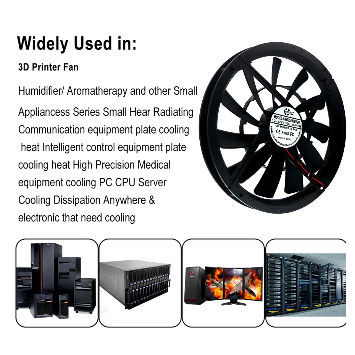 High Airflow 250mm X 30mm PC Cases Fan: 12V, 120CFM, Quiet 40dBA, Dual Ball Bearing, Molex, with 25cm Grill & Mounting Ki