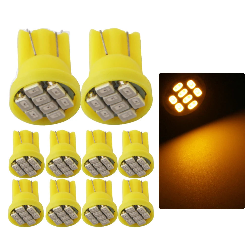10Pcs AC/DC 6V 6.3V Led Bulb Arcade Pinball Car Light T10 W5W 555 192 168 194 1206 8 SMD LED White Blue Red Green Amber Pink
