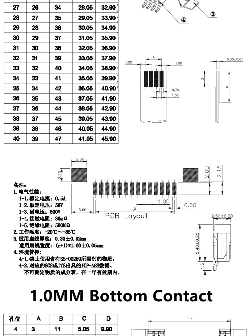 10pcs FPC Connector 0.5mm/1.0mm Pitch Drawer type Upper/ Bottom contact Type Socket FFC Flat Cable Socket 4P 5P 6P 8P 10P-60Pin