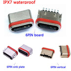 IPX7 Waterproof Type C 6 Pin SMT Socket Connector USB 3.1 Female SMD DIP For Huawei Samsung Lenovo PCB Design DIY High Current
