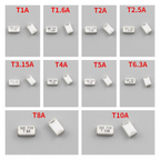 10pcs Micro Fuse SMD SMT 1206 72V 11CT T 1A 1.25A 1.6A 2A 2.5A 3.15A 4A 5A 6.3A 8A 10A 72V DC Slow Blow 3216 Surface Mount SOC