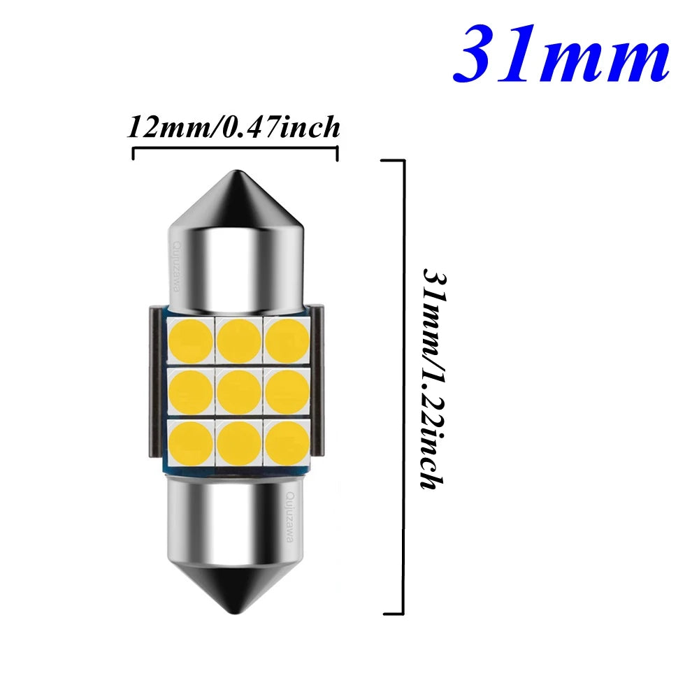 4PCS Festoon 31mm 36mm 39mm 41mm C5W C10W Super Bright 3030 LED Bulb Car Dome Light Canbus Auto Interior Reading Lamp Warm White