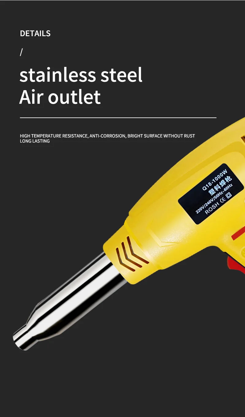750W hot air gun Heat Gun Adjustable temperature welding gun Auto plastic pipe welding repair tool 100-600 degrees