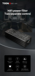 TODN Audio Noise AC Power Filter Power Conditioner Power Purifier Surge Protection with EU Outlets Power Strip