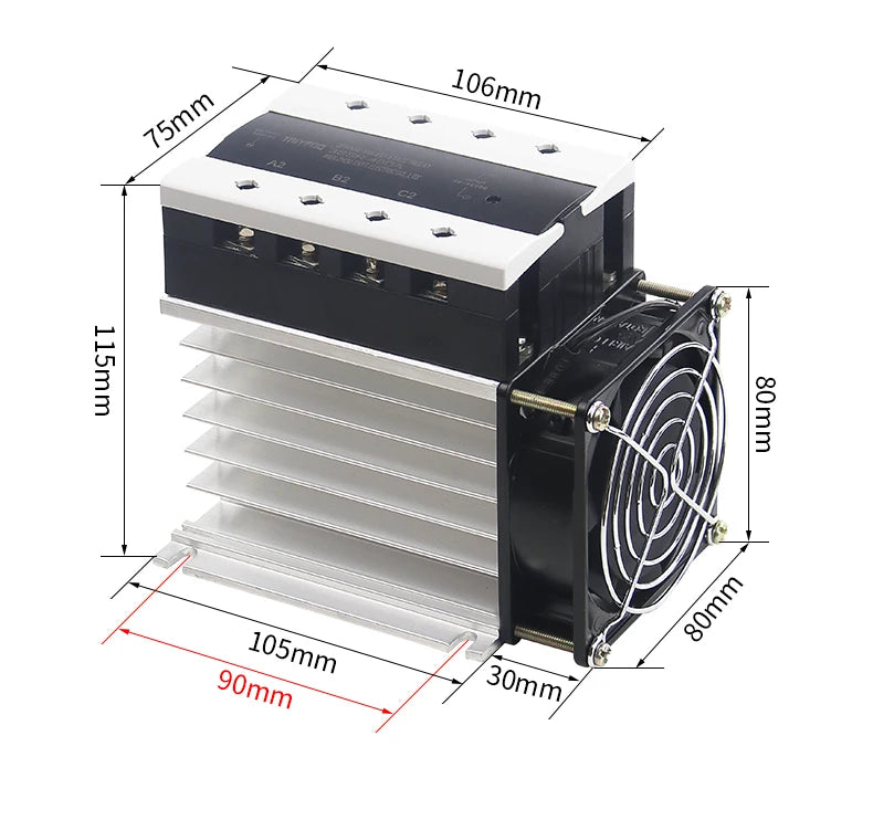 Three-phase Solid State Relay DC Control AC 380V 40A SSR-3 DC-AC Complete Set With Relay, Heat Sink, Fan 40/60/80/100/150A