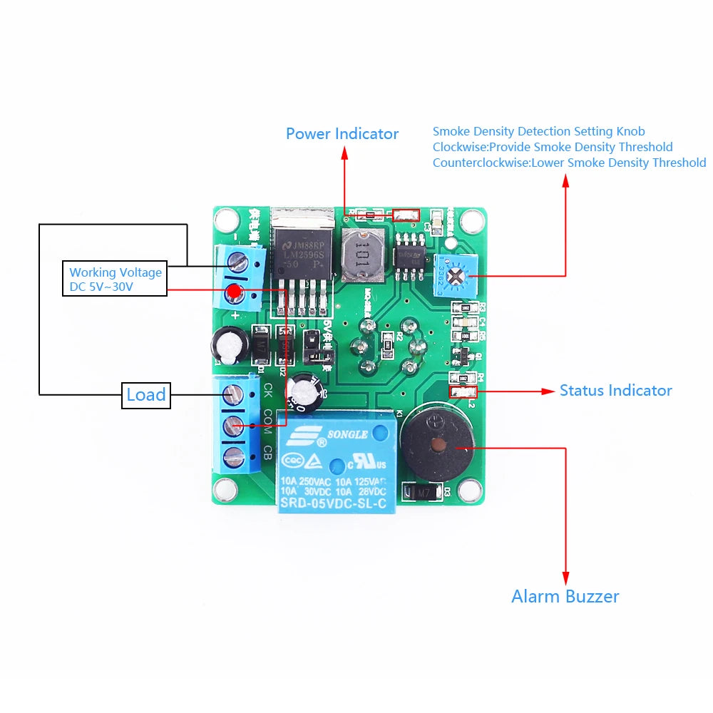MQ-2 Smoke Sensor Module Smoking Detector Alarm Relay Switch Controller 12V 24V