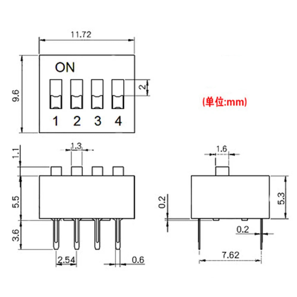 35PCS/LOT Dip Switch Kit In Box 1 2 3 4 5 6 8 Way 2.54mm Toggle Switch Snap Switches Mixed Kit Each 5PCS Combination Set