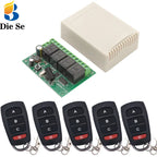 Wireless Remote Control DC 6V 12V 24V 30V 4CH RF Relay Receiver and 433MHZ Transmitter for Garage/Light/Motor/Home Appliance