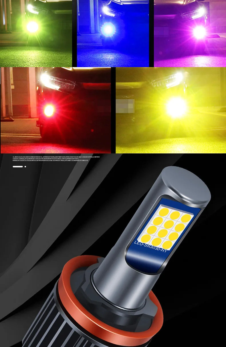 2PCS Strobe Car Fog Lamp H1 H3 H8 H11 LED 9005 HB3 9006 Hb4 H7 Auto Daytime Running Light Flash Driving Bulb White