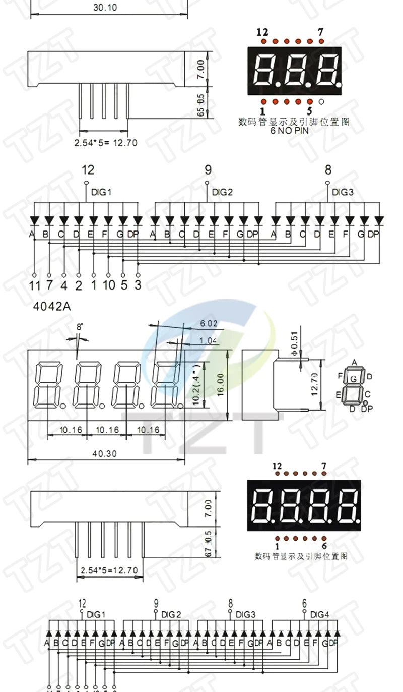 0.4 Inch Digital Tube LED Display 1Bit 2 Bit 3 Bit 4 Bit Clock Common Anode Cathode 0.4" 7 Segment Led DIY Red Board for arduino