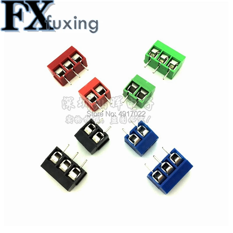 10/20 PCS KF301- 2P 3P screw 5.0mm Terminal Block 2 Pin 3 Pin pcb Terminal block Connector Blue, Green, Red And Black Selectable