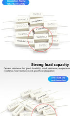 10Pcs 5W Ceramic Cement Resistor 5% In A Pack 0.1R 0.22 0.33 0.5 Ohm 6.8K 0.25R 0.5R 3R 27R 12R 100R Non-inductive Resistors